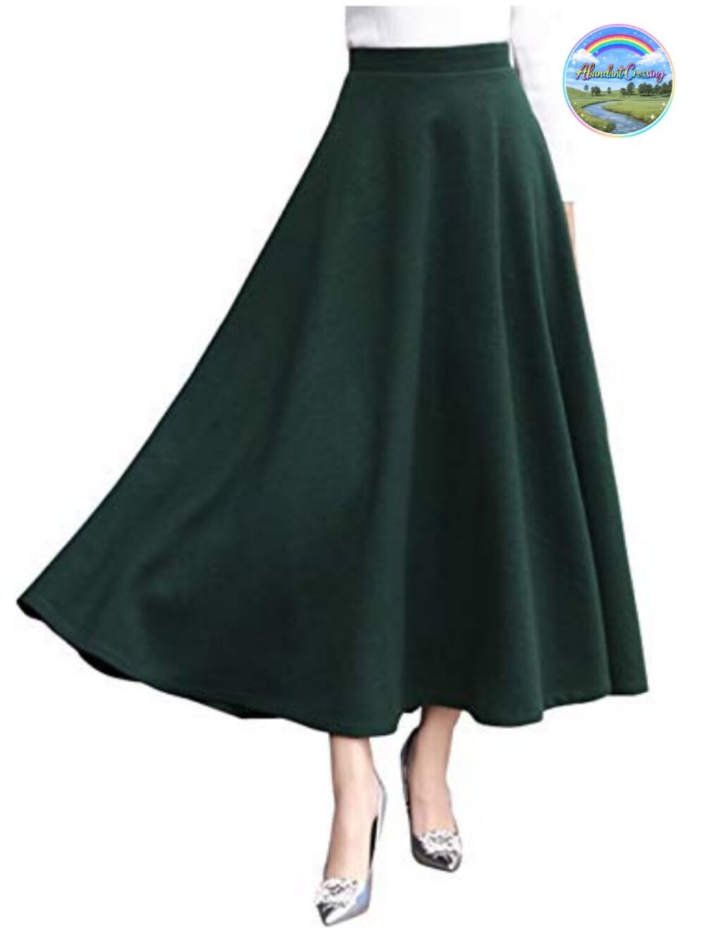 Wool Blend High Waist Flared A-Line Swing Maxi Long Skirt